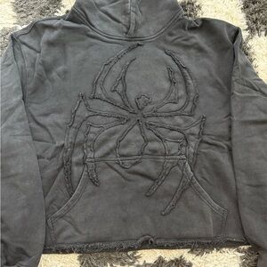 Distressed Spider Graphic Hoodie